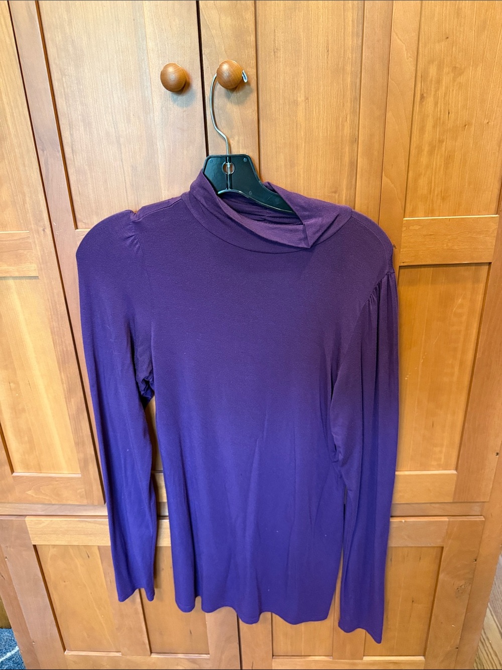 Women's Deep Purple Mock Neck Long-Sleeve Tunic